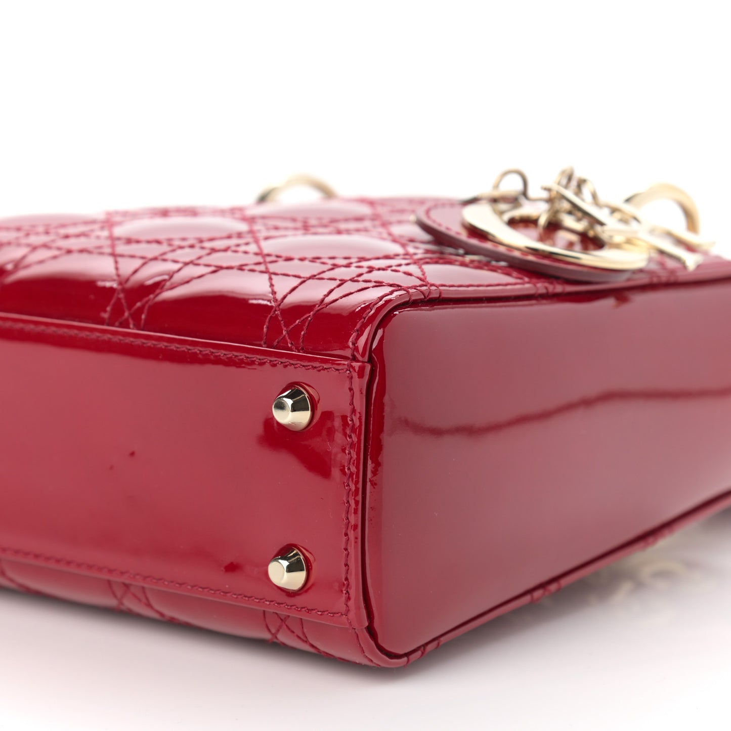 Patent Cannage Mini Lady Dior Red
