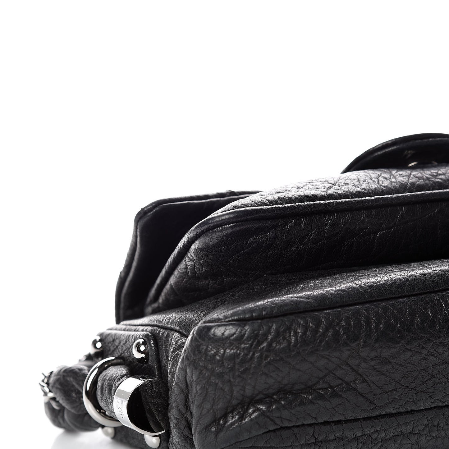 Distressed Lambskin Small Lady Braid Flap Black