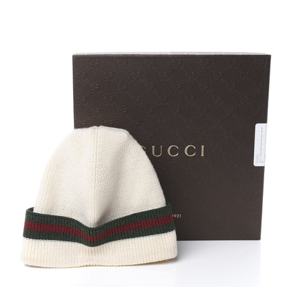 Gucci Wool Silk Web Beanie Hat M White 6 of 6