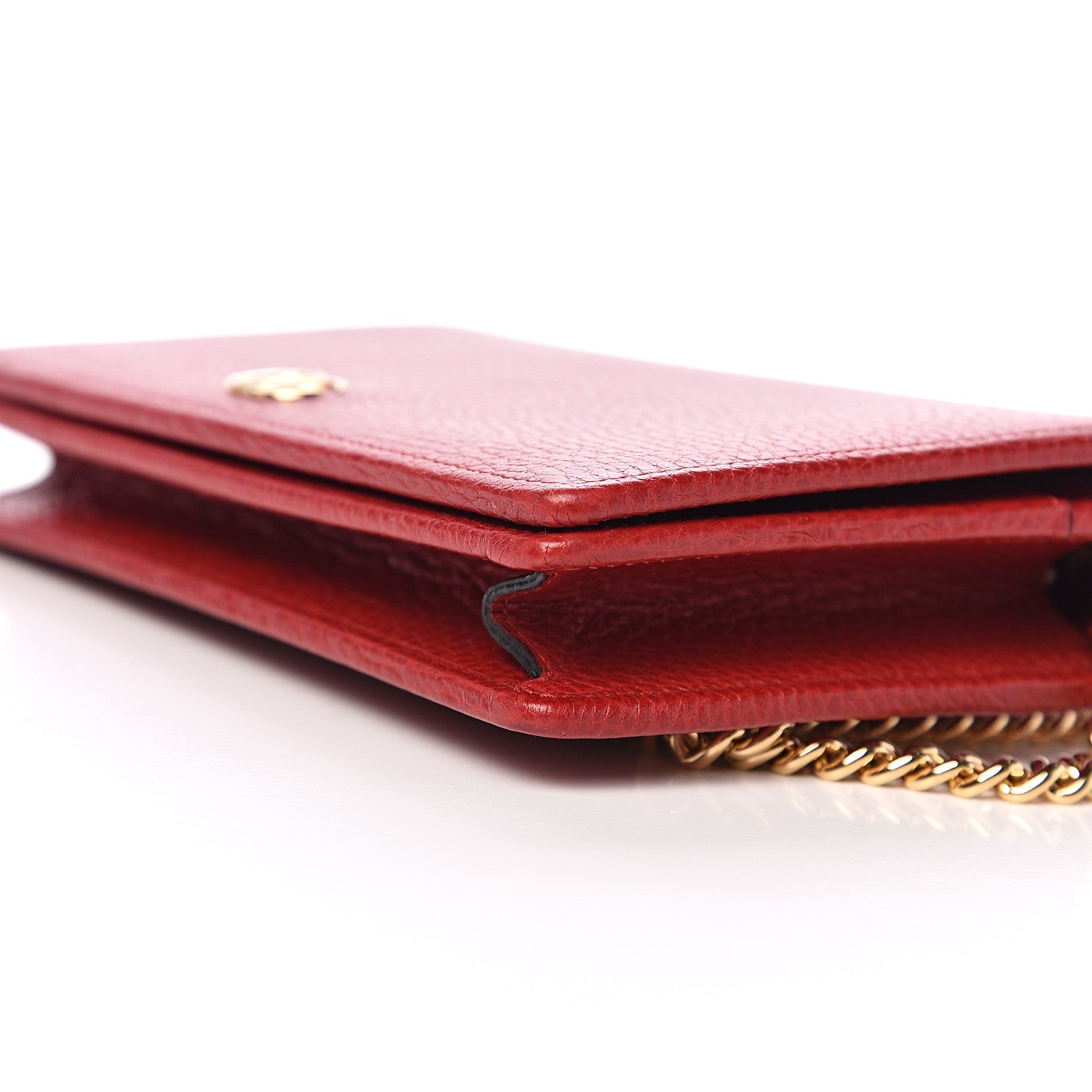 Gucci Dollar Calfskin Mini GG Marmont Chain Wallet Hibiscus Red 8 of 9