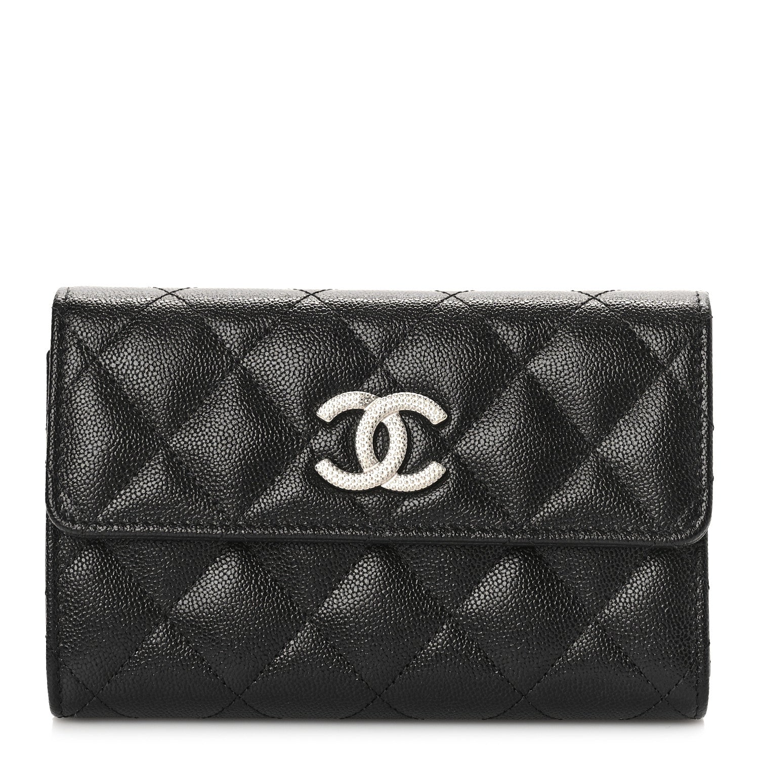 Chanel Caviar Quilted Studded CC Medium Flap Wallet Black 1 of 10