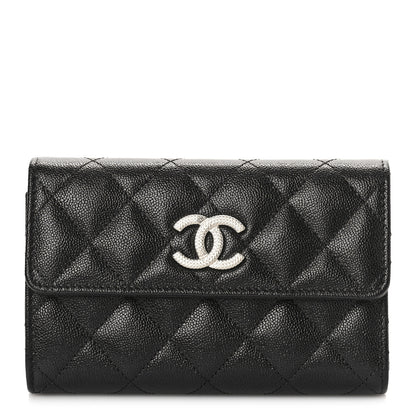 Chanel Caviar Quilted Studded CC Medium Flap Wallet Black 1 of 10
