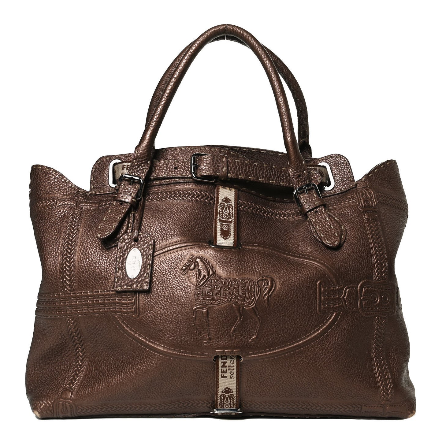 Calfskin Romano Selleria Large Villa Borghese Tote Bronze