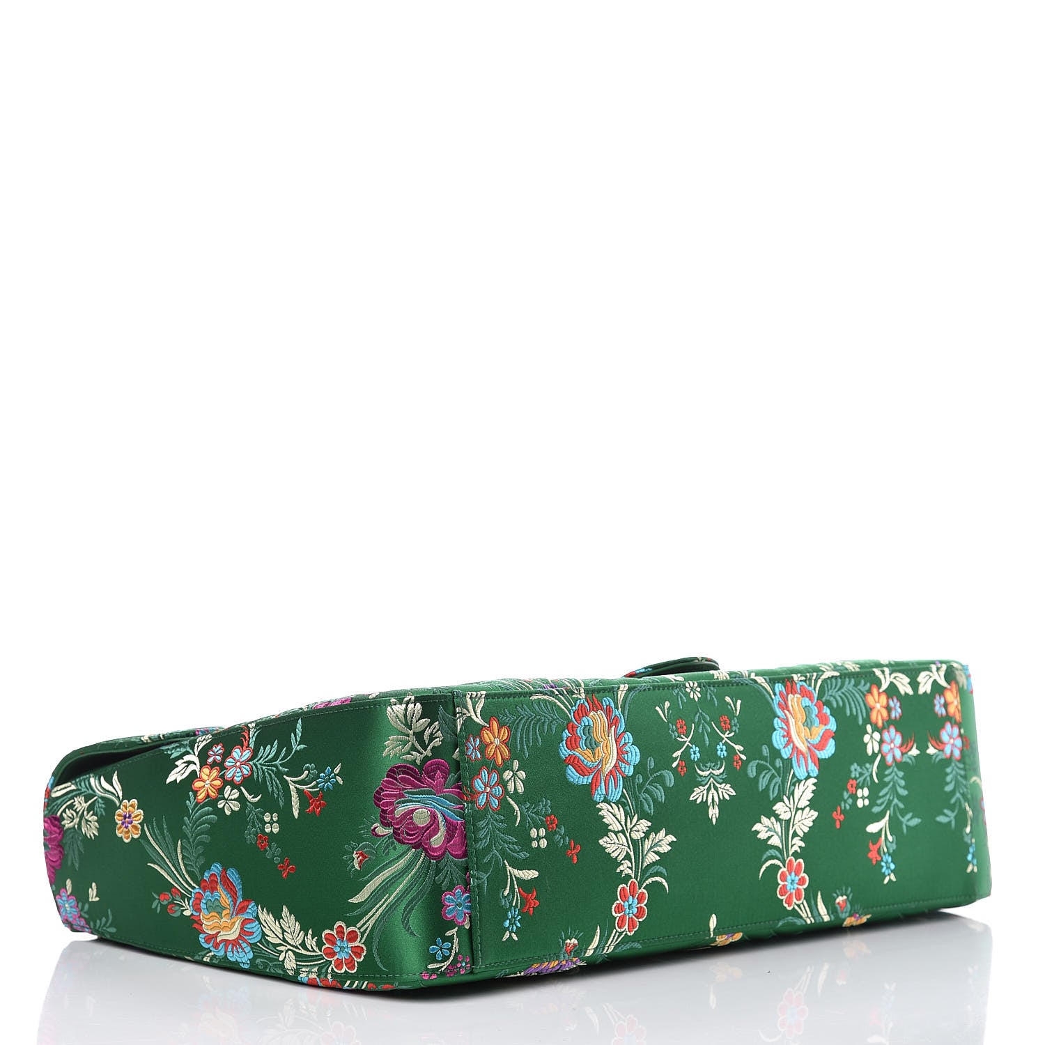 Gucci Jacquard Matelasse Floral Maxi GG Marmont Top Handle Shoulder Bag Green Multicolor 4 of 10