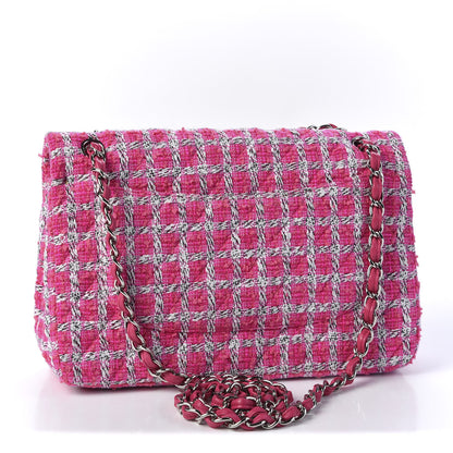 Chanel Tweed Quilted Jumbo Double Flap Hot Pink 2 of 9