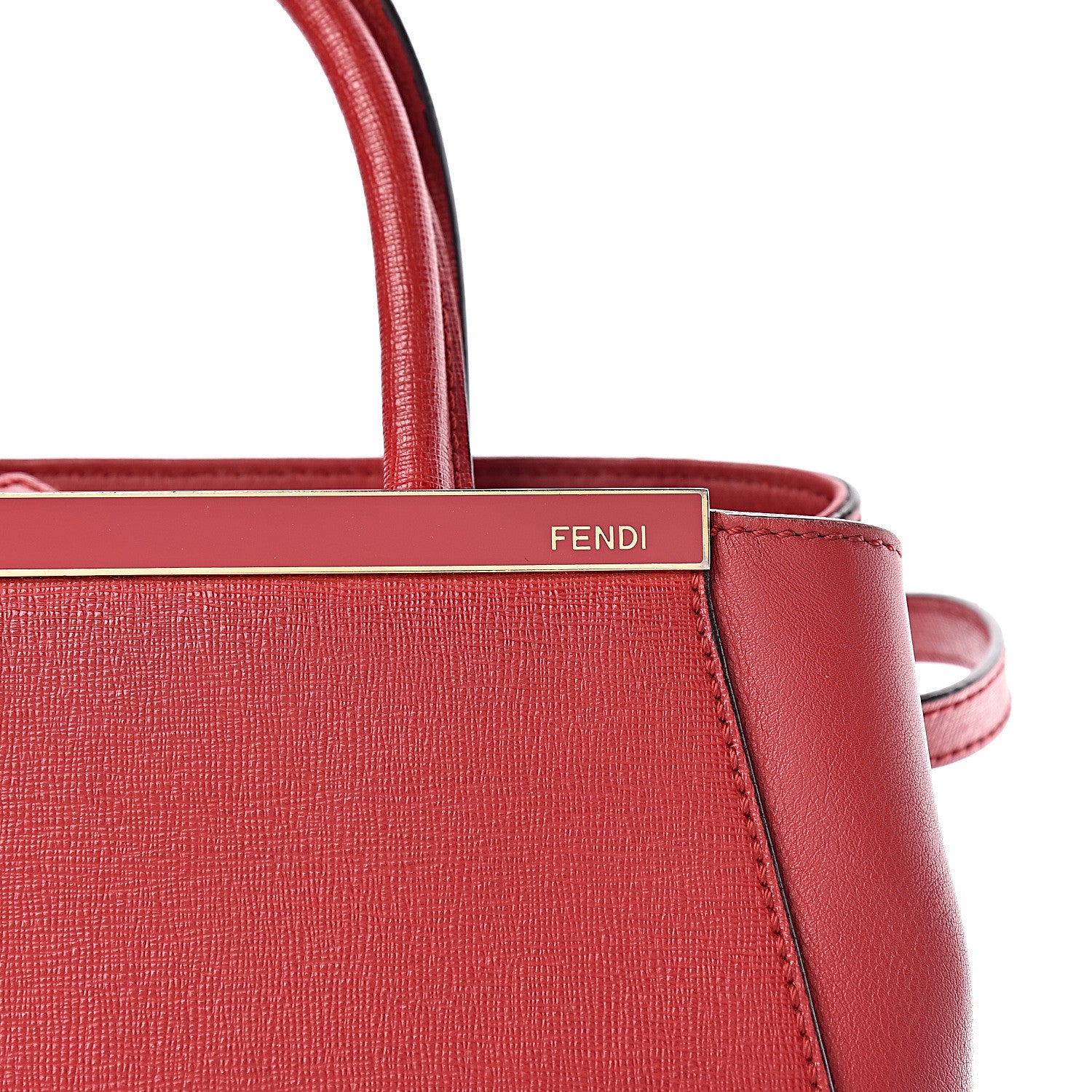 Fendi Vitello Elite Flamingo Petite 2Jours Tote Mattone 12 of 12
