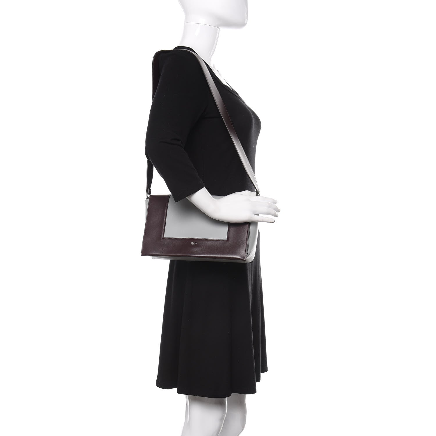 Celine Shiny Smooth Calfskin Medium Frame Shoulder Bag Burgundy Pearl Blue 2 of 9