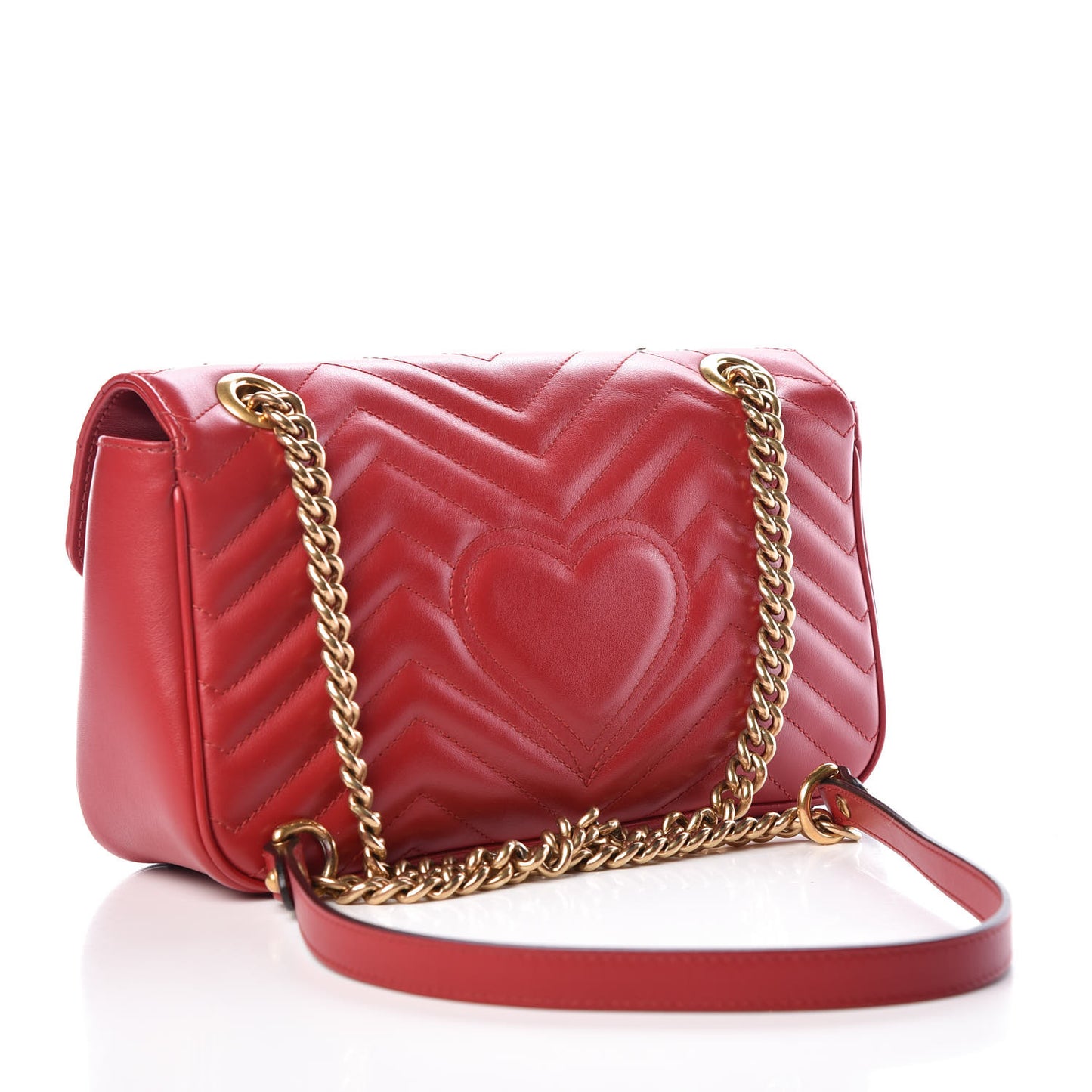 Calfskin Matelasse Small GG Marmont Shoulder Bag Hibiscus Red