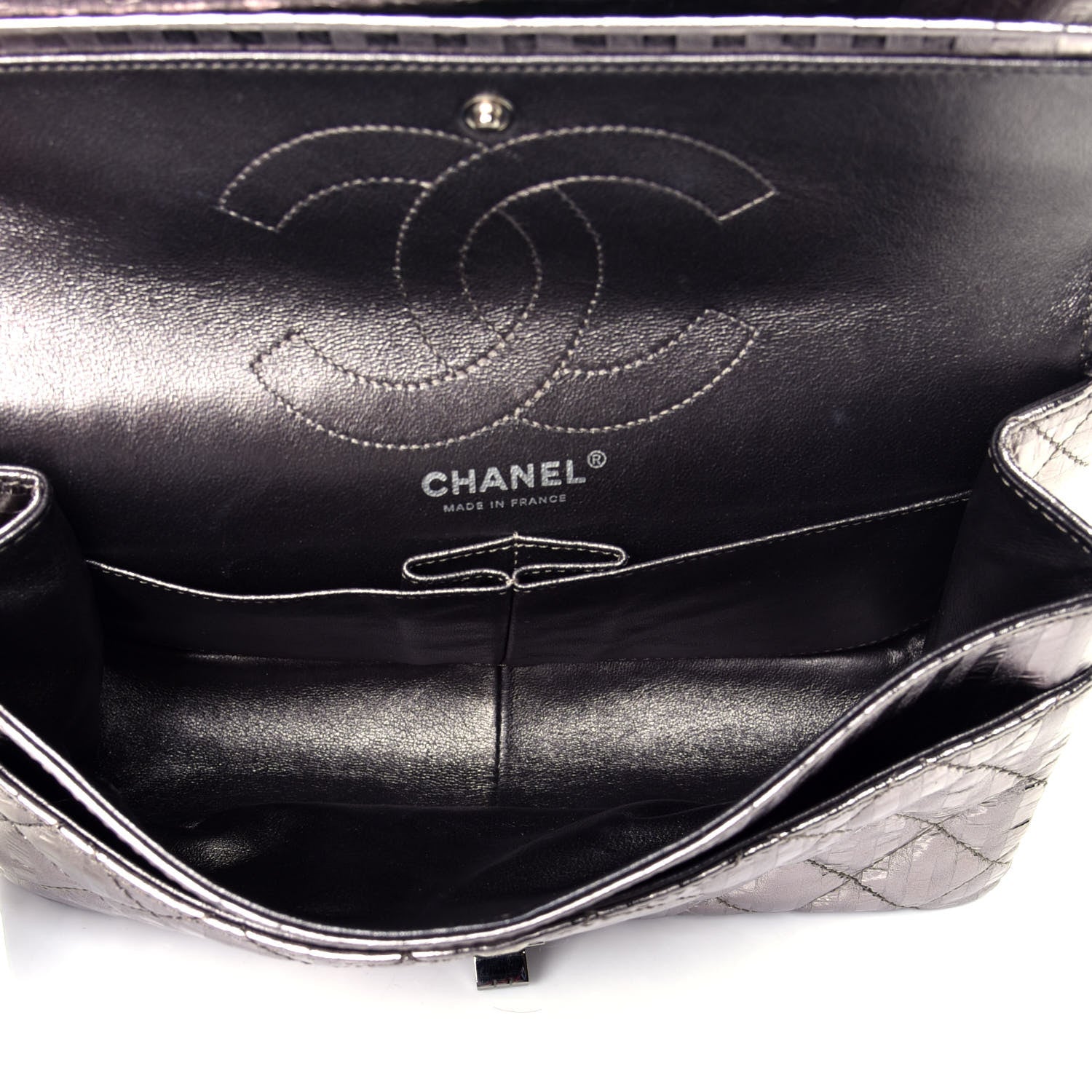 Chanel Metallic Striped Calfskin 2.55 Reissue 226 Flap Dark Silver 5 of 8