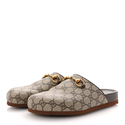 Gucci GG Supreme Monogram Miro Soft Calfskin Womens Horsebit Slippers 39.5 Beige Ebony New Acero 4 of 10