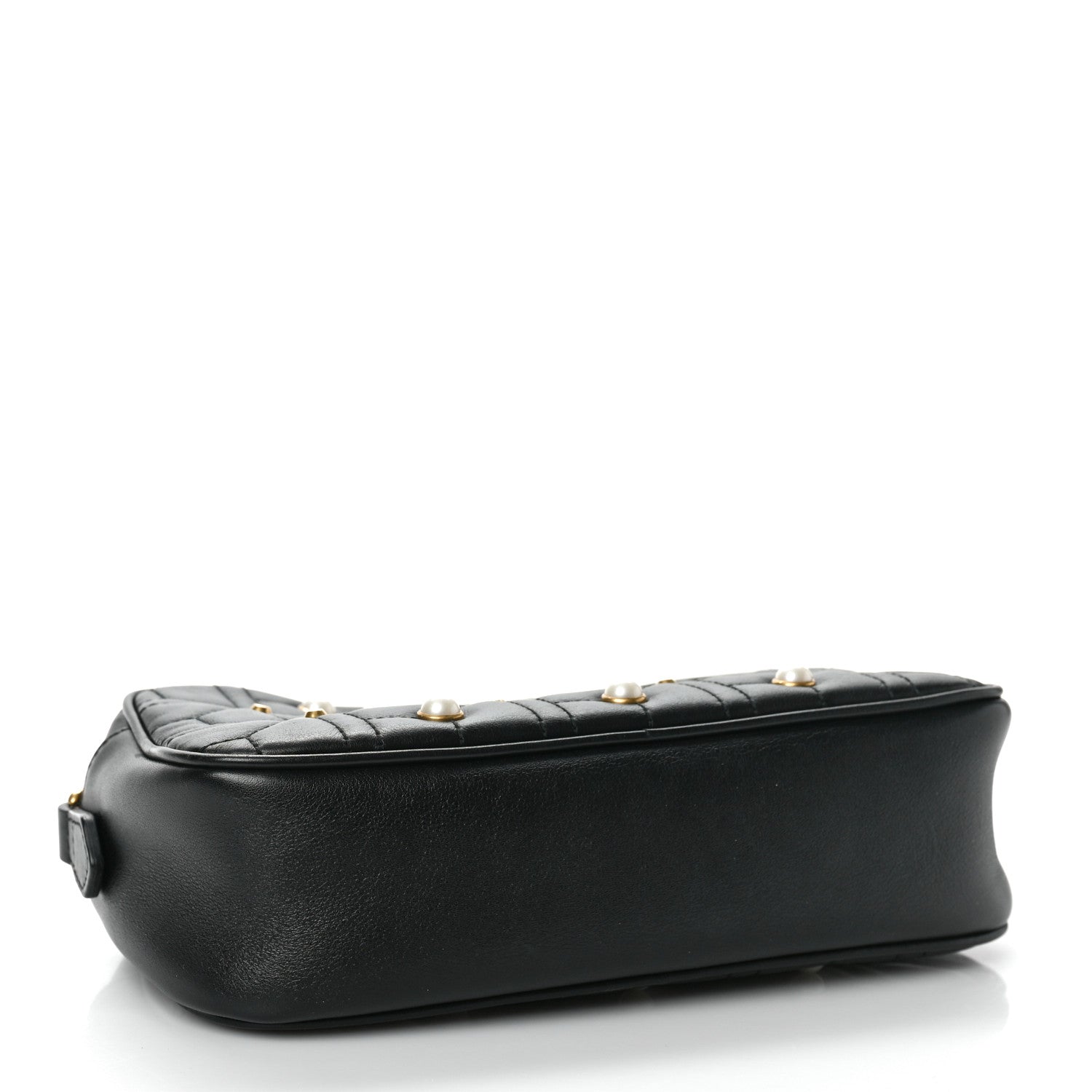 Gucci Calfskin Matelasse Studded Small Pearly GG Marmont Chain Shoulder Bag Black 4 of 10