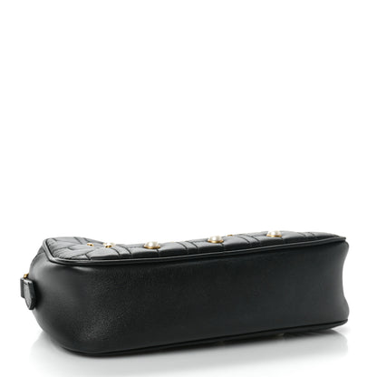 Gucci Calfskin Matelasse Studded Small Pearly GG Marmont Chain Shoulder Bag Black 4 of 10