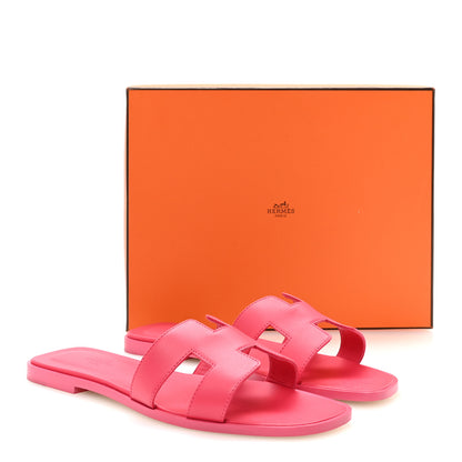 Hermes Box Calfskin Oran Sandals 40 Rose Vinicunca 9 of 9