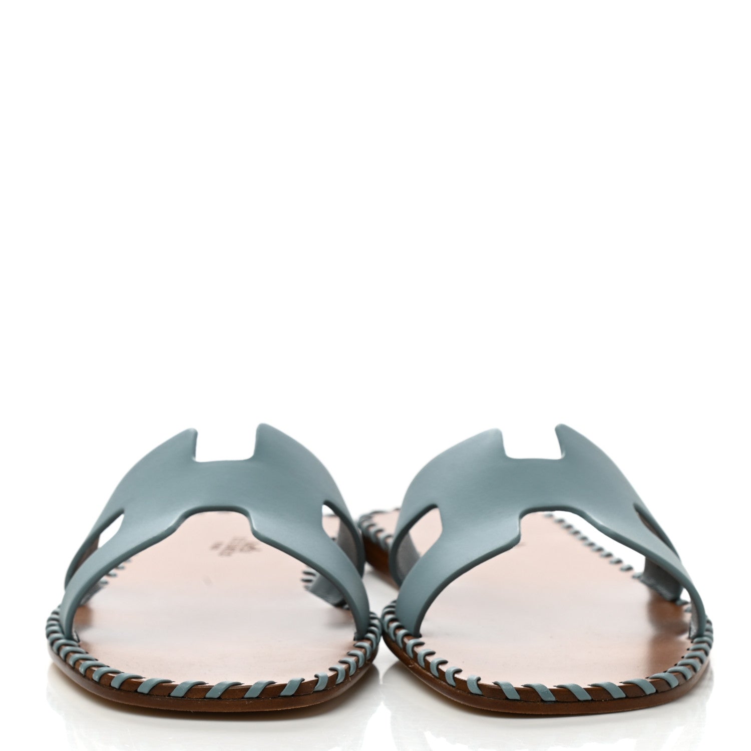 Hermes Box Calfskin Braided Oran Sandals 38 Vert D'Eau 2 of 9