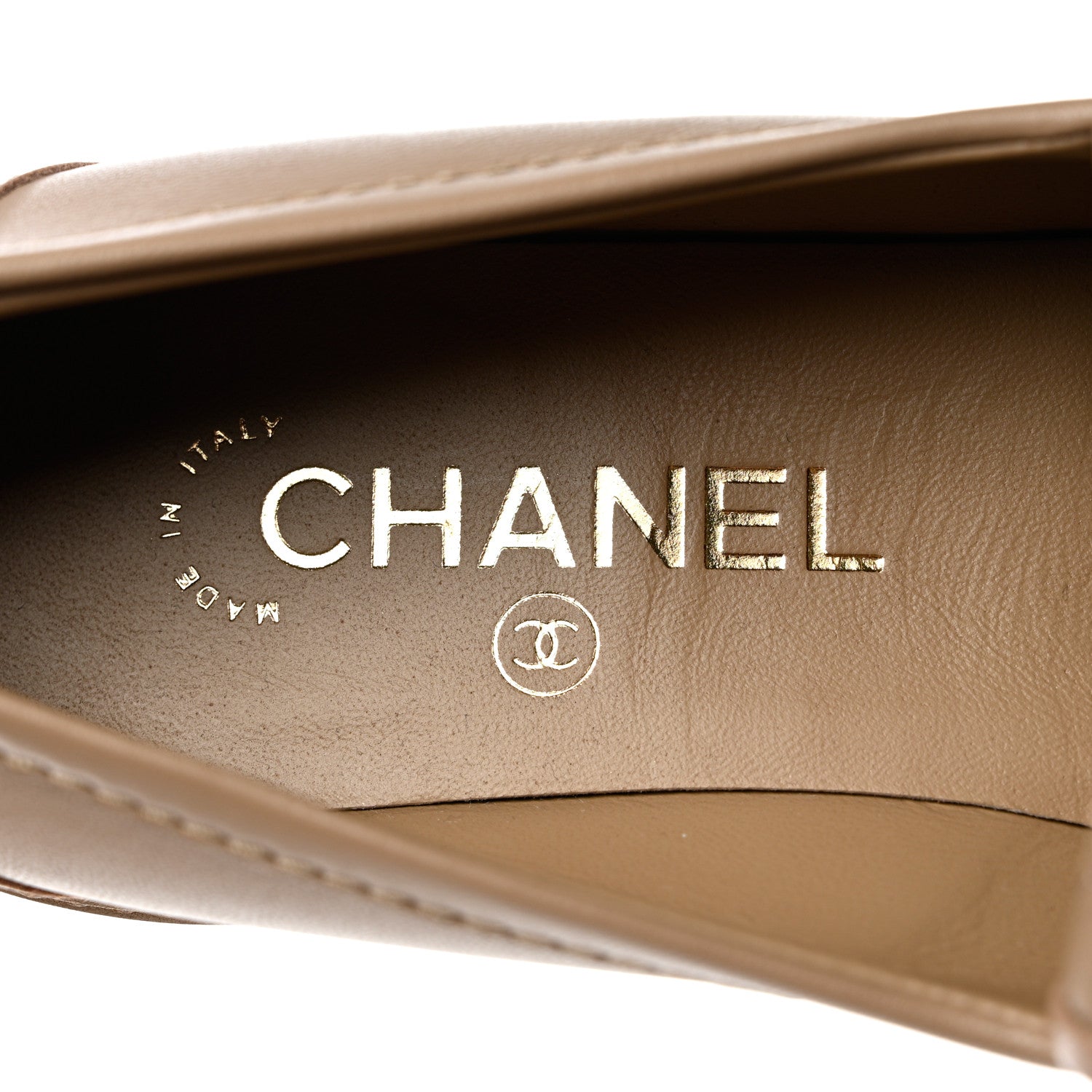 Chanel Lambskin Quilted CC Turnlock Loafers 38.5 Beige 7 of 8