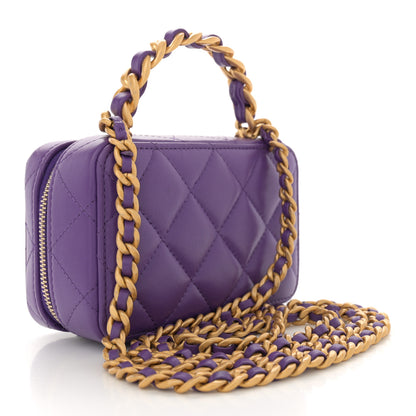Chanel Lambskin Quilted Top Handle Mini Vanity Case Purple 3 of 10