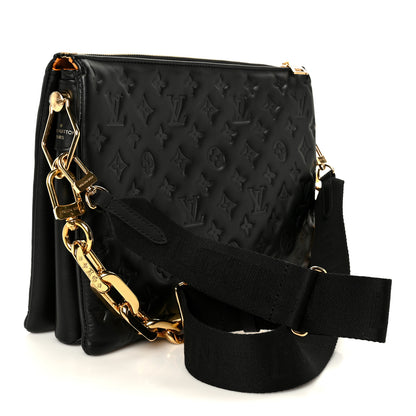 Louis Vuitton Lambskin Embossed Monogram Coussin MM Black 3 of 12