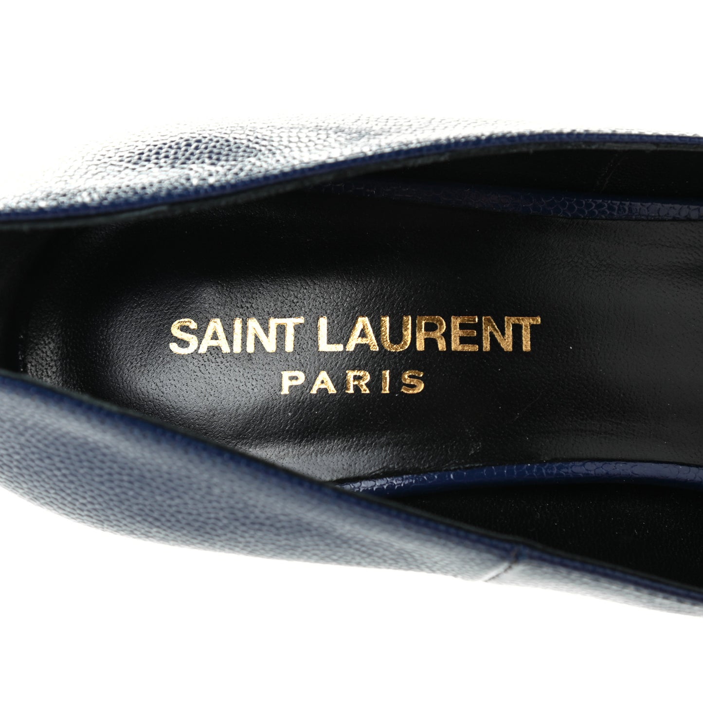 Pebbled Patent Calfskin Janis 105 Platform Pumps 38.5 Blue
