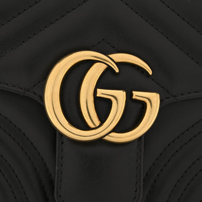 Gucci Calfskin Matelasse Mini GG Marmont Top Handle Shoulder Bag Black 11 of 12