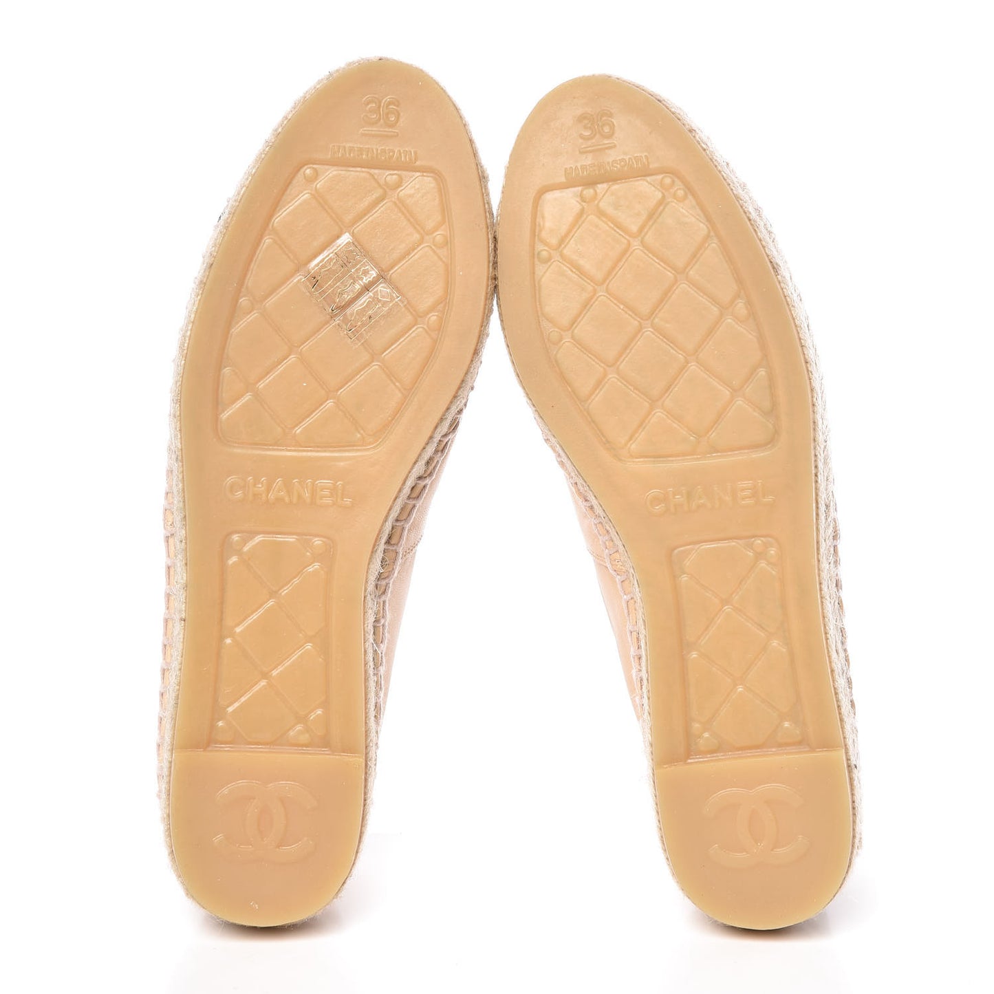 Lambskin CC Espadrilles 36 Beige Black