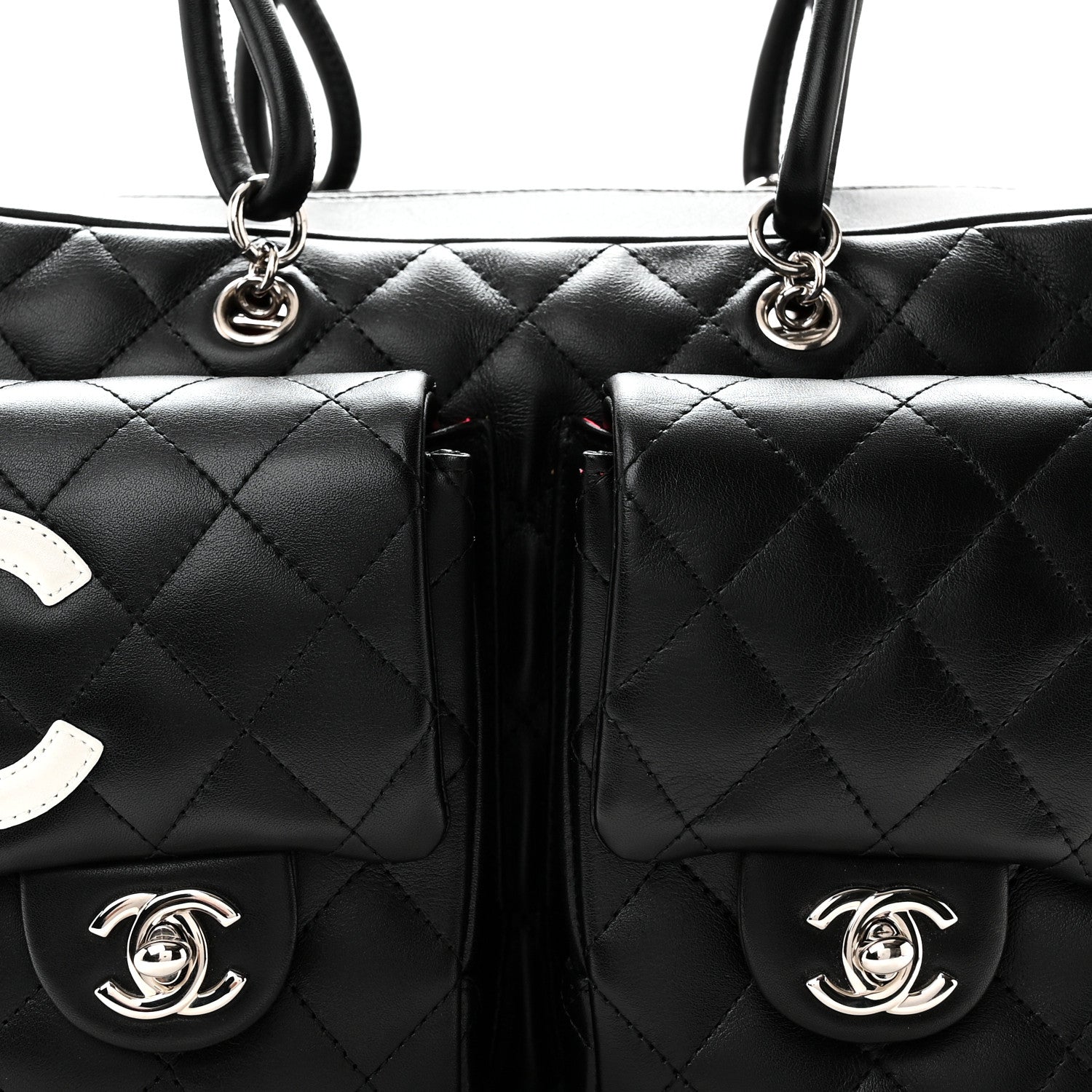 Chanel Calfskin Quilted Small Cambon Multipocket Reporter Black White 8 of 10