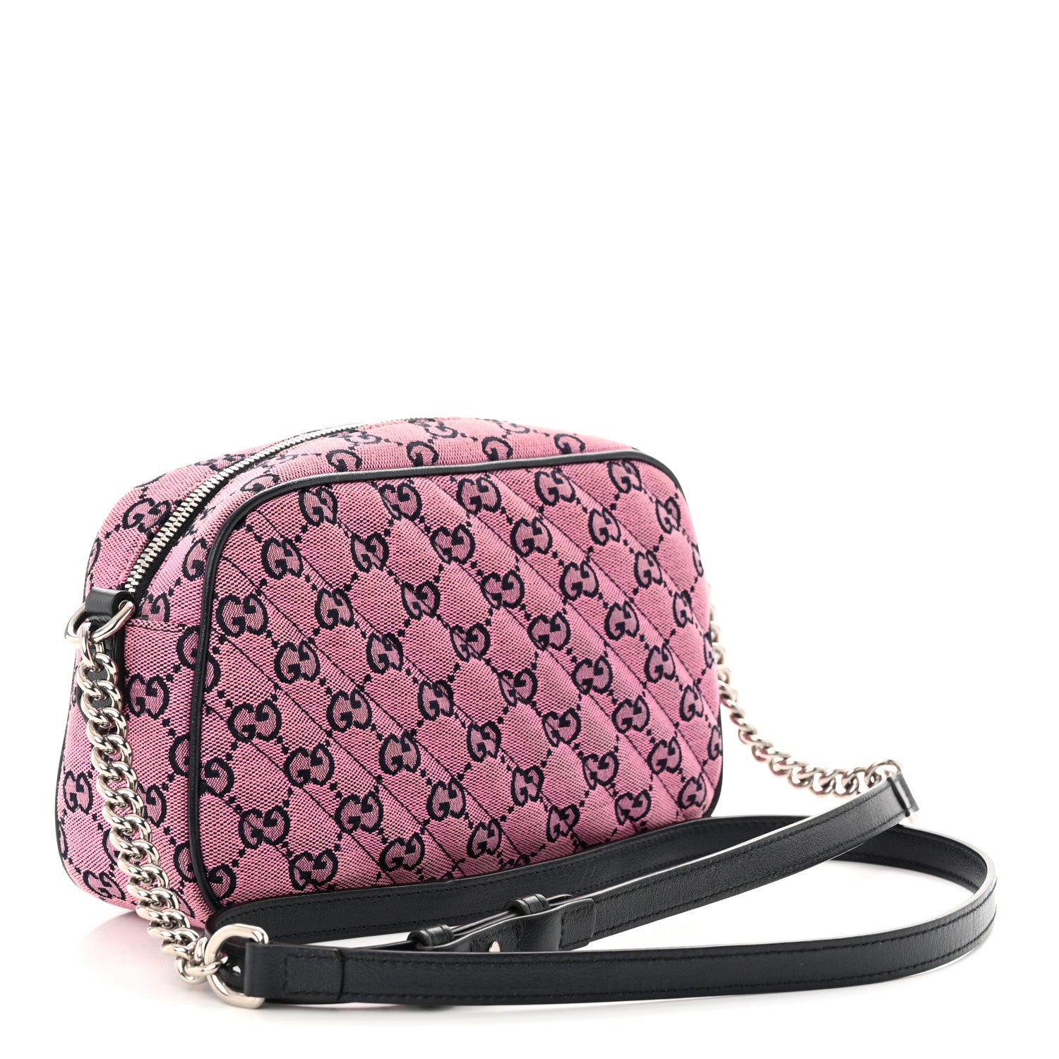 Gucci Monogram Multicolor Matelasse Diagonal Small GG Marmont Chain Shoulder Bag Pink Blue 3 of 10