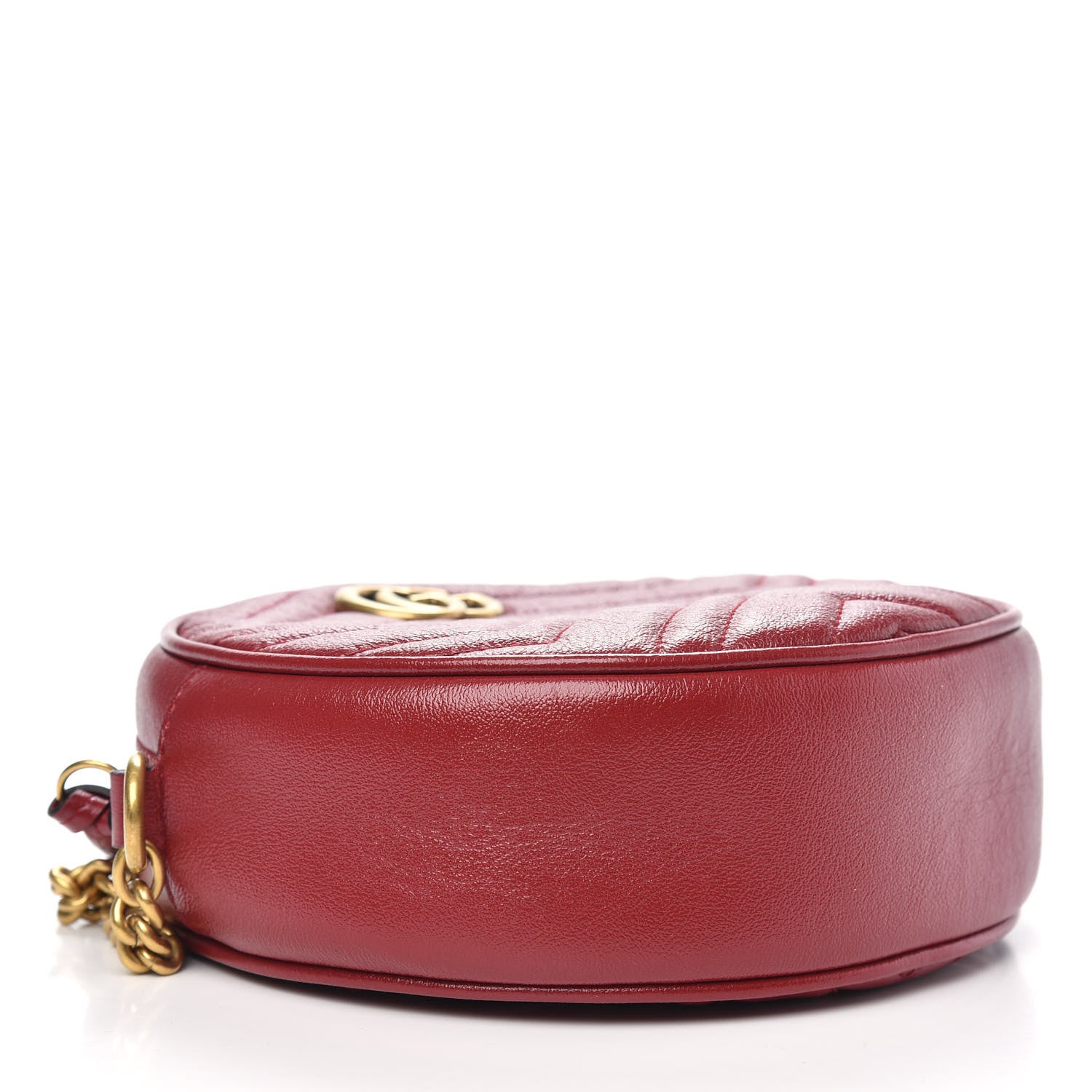 Gucci Glazed Calfskin Matelasse Heart Mini GG Marmont Round Shoulder Bag Romantic Cerise 4 of 10