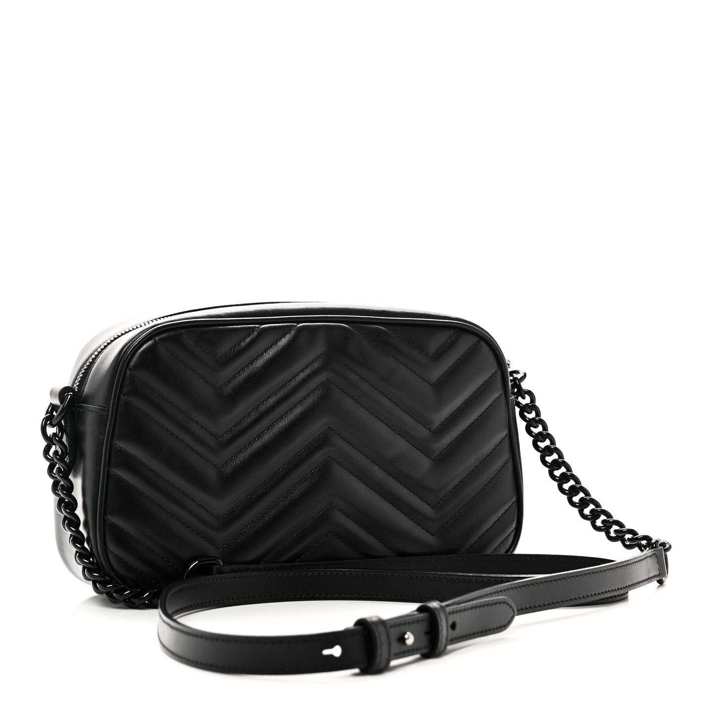 Calfskin Matelasse Monochrome Small GG Marmont Chain Shoulder Bag Black