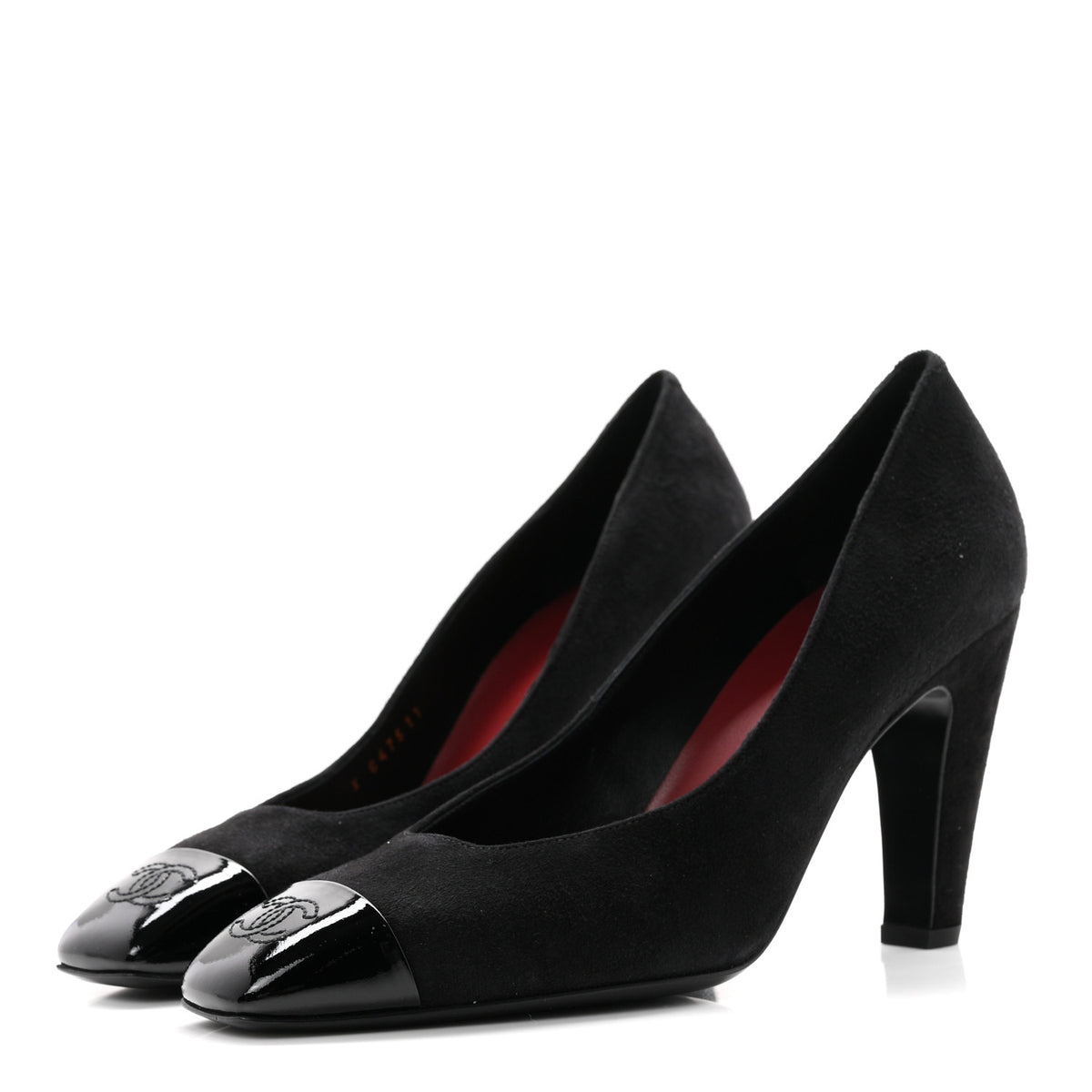 Chanel Suede Patent Calfskin Cap Toe CC Pumps 39.5 Black 4 of 10