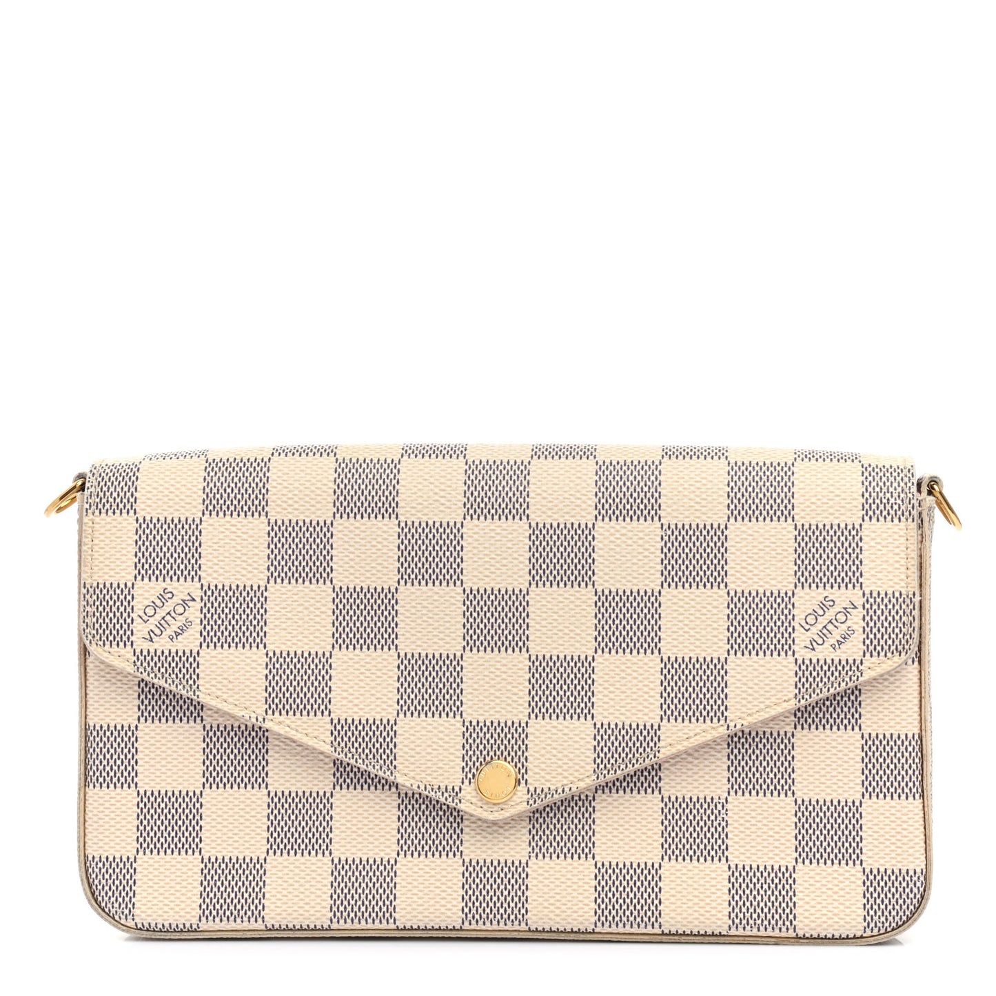 Damier Azur Pochette Felicie Chain Wallet Rose Ballerine