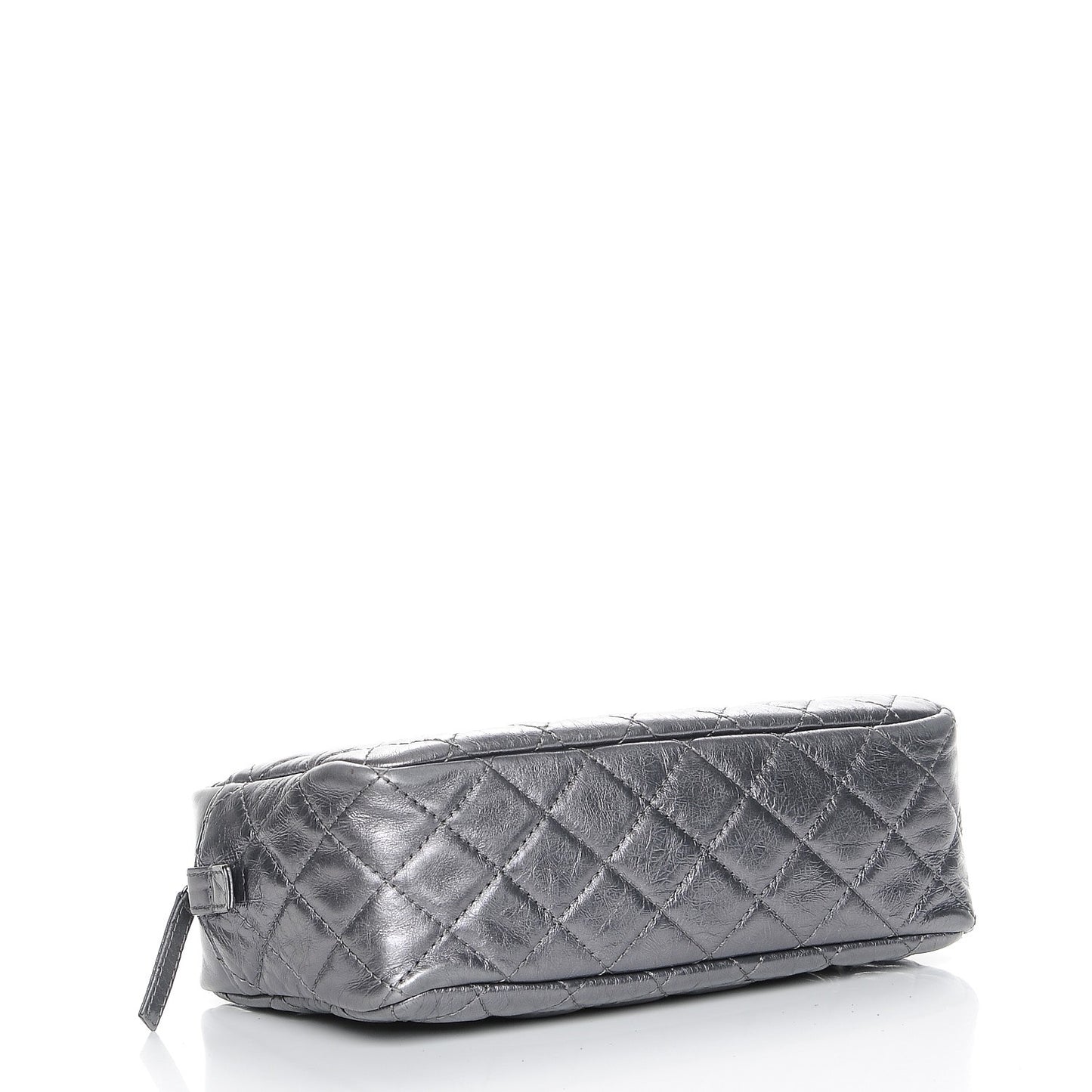 Metallic Aged Calfskin Quilted Small Reissue Camera Case Dark Silver