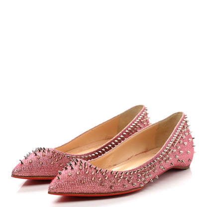 Christian Louboutin Glitter Diams Follies Spikes Flats 38 Pink 3 of 10