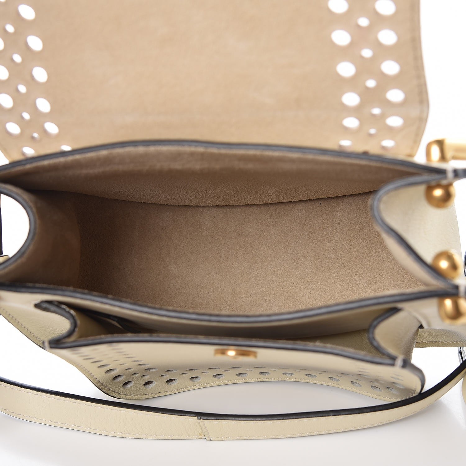Chloe Calfskin Perforated Mini Hudson Shoulder Bag White 6 of 9