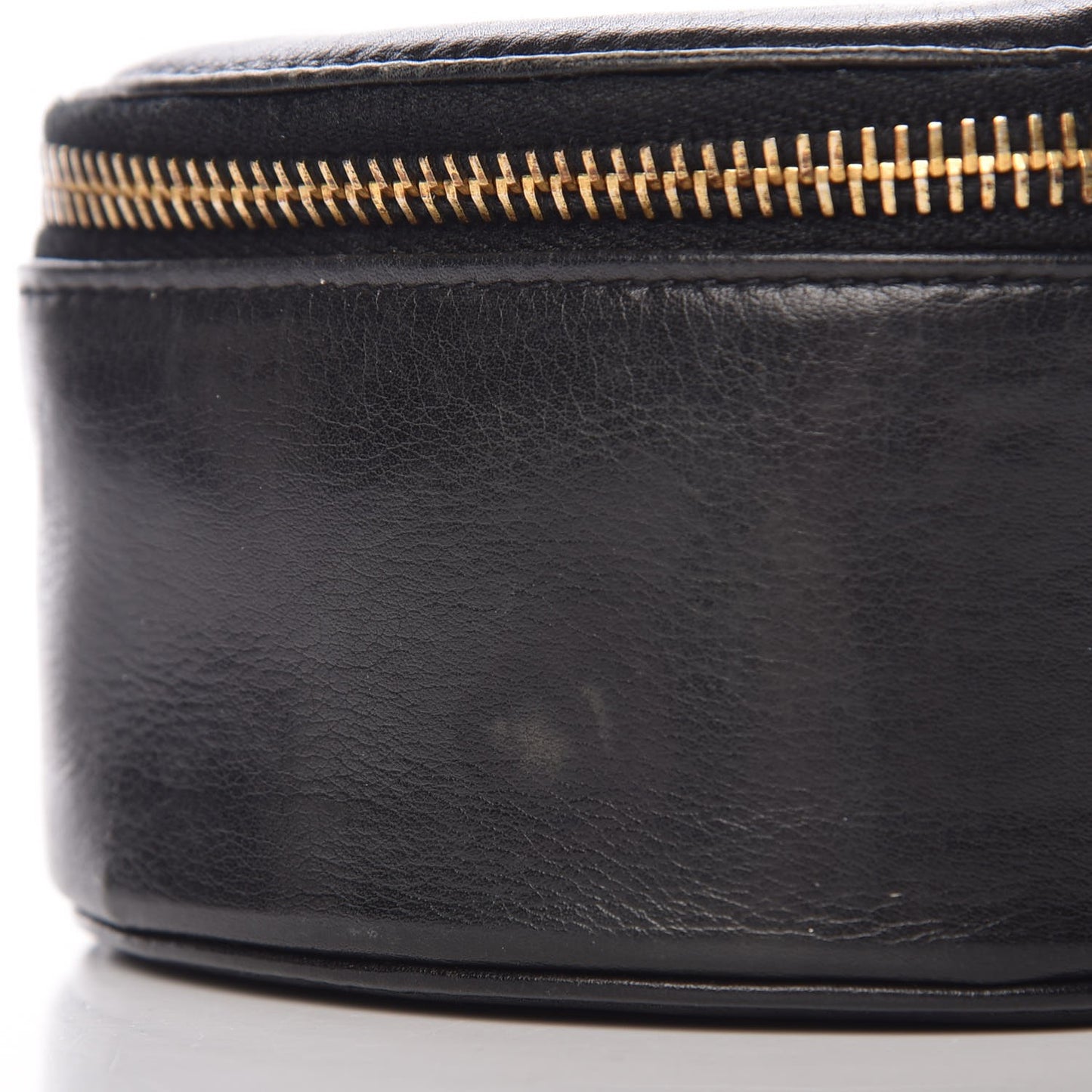 Lambskin Round Jewelry Travel Case Black
