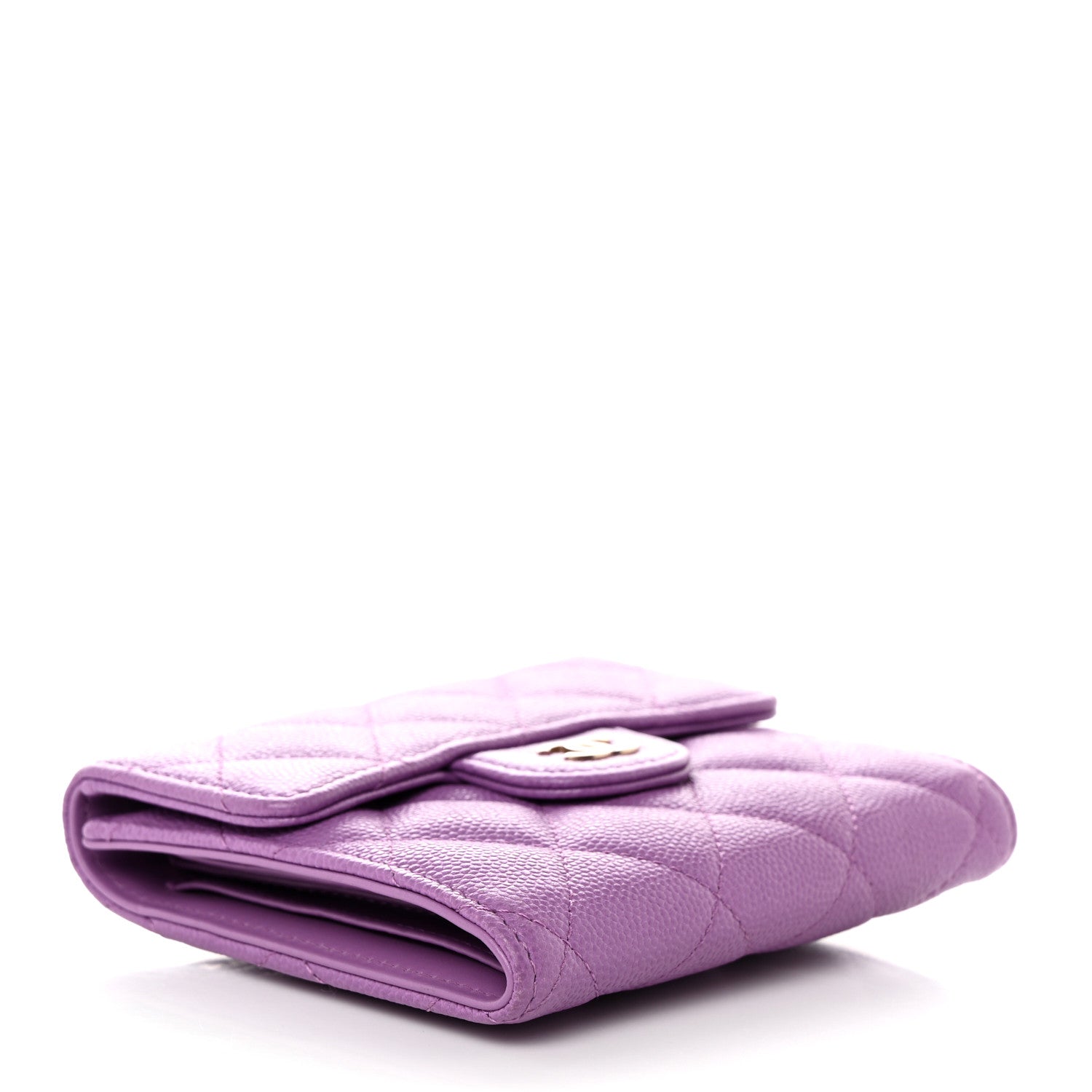 Chanel Caviar Quilted Compact Flap Wallet Purple 4 of 10