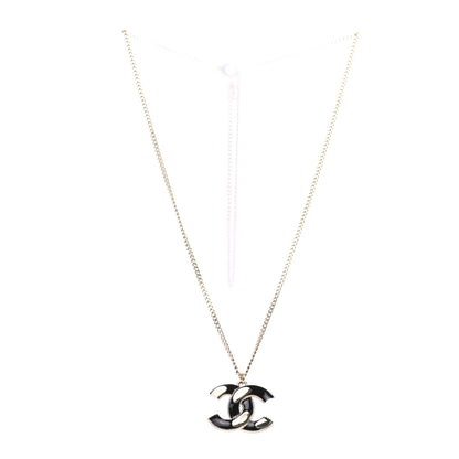 Chanel Enamel CC Pendant Necklace Black Light Gold 2 of 5