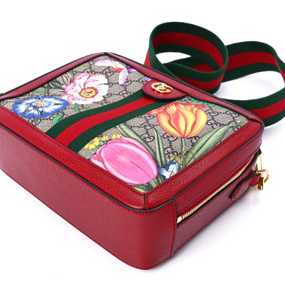 Gucci GG Supreme Monogram Flora Web Small Ophidia Top Handle Shoulder Bag Hibiscus Red 12 of 12