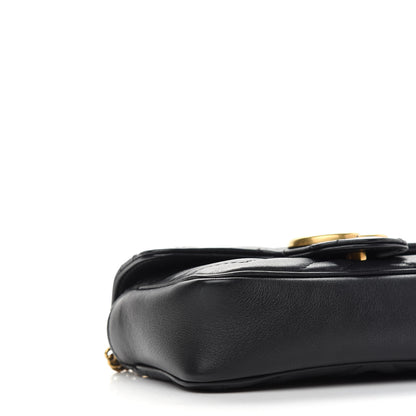 Gucci Calfskin Matelasse Super Mini GG Marmont Shoulder Bag Black 8 of 10