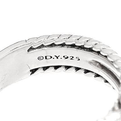 David Yurman Sterling Silver Diamond X Crossover Ring 53 6.25 4 of 5