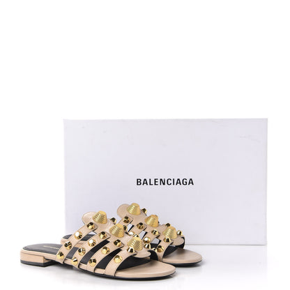 Balenciaga Agneau Lambskin Giant Gold Stud Sandals 36 Beige 10 of 10
