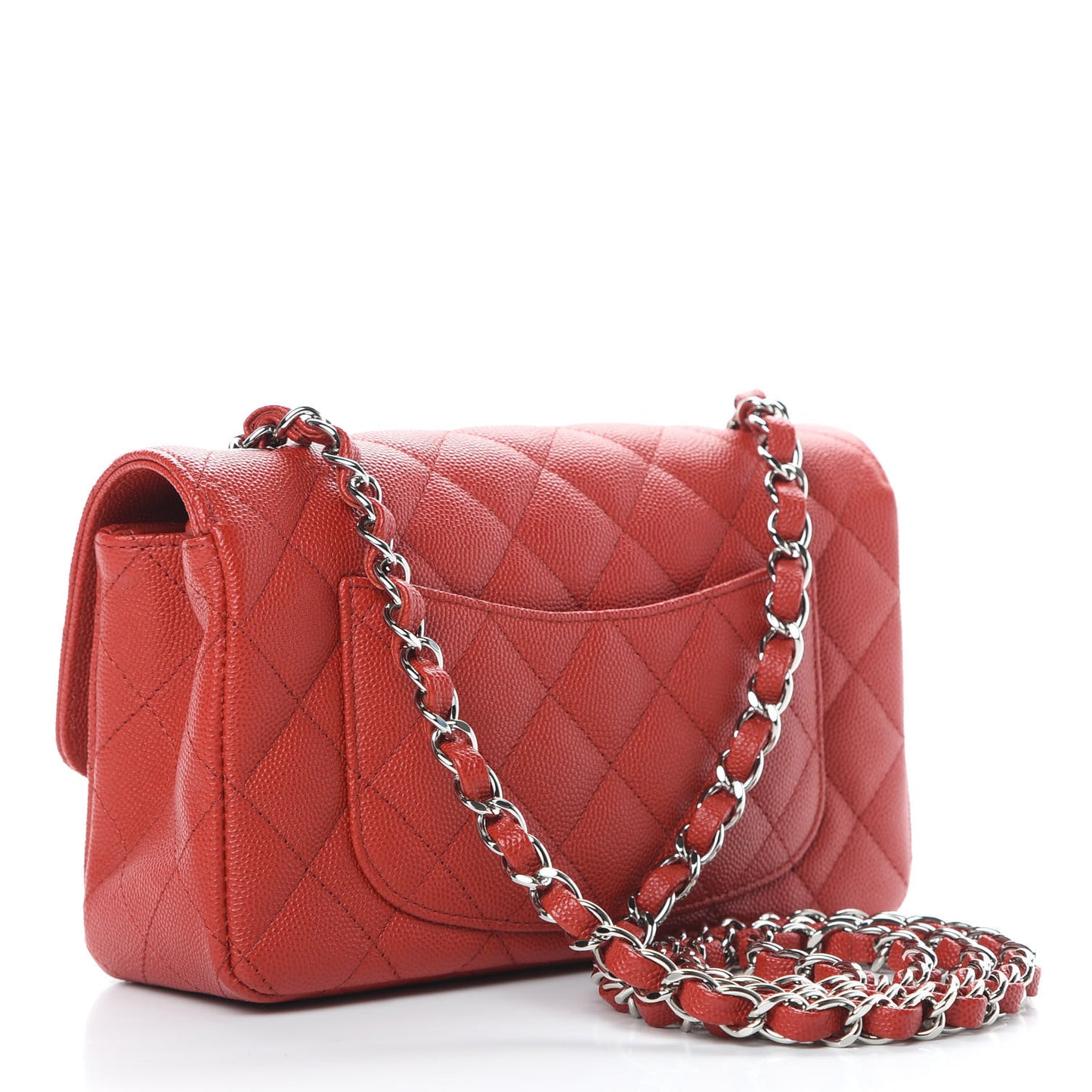 Caviar Quilted Mini Rectangular Flap Red