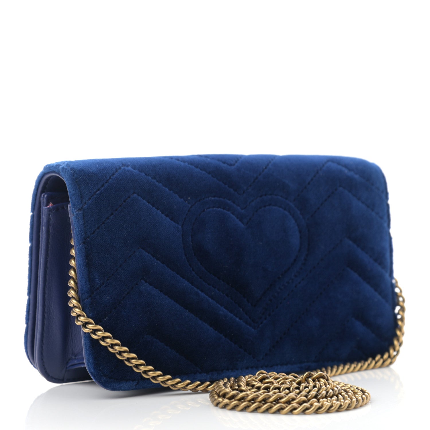 Gucci Velvet Matelasse GG Marmont Mini Bag Cobalt Blue 3 of 11