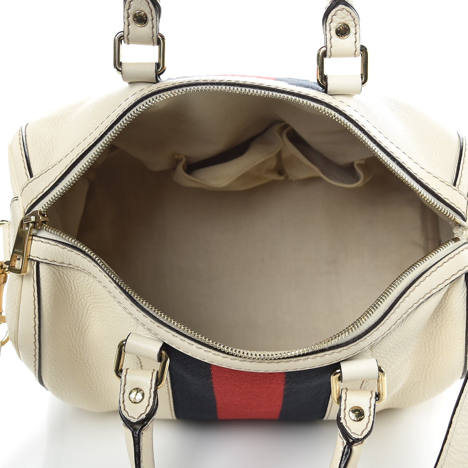 Gucci Calfskin Vintage Web Medium Boston White 5 of 16
