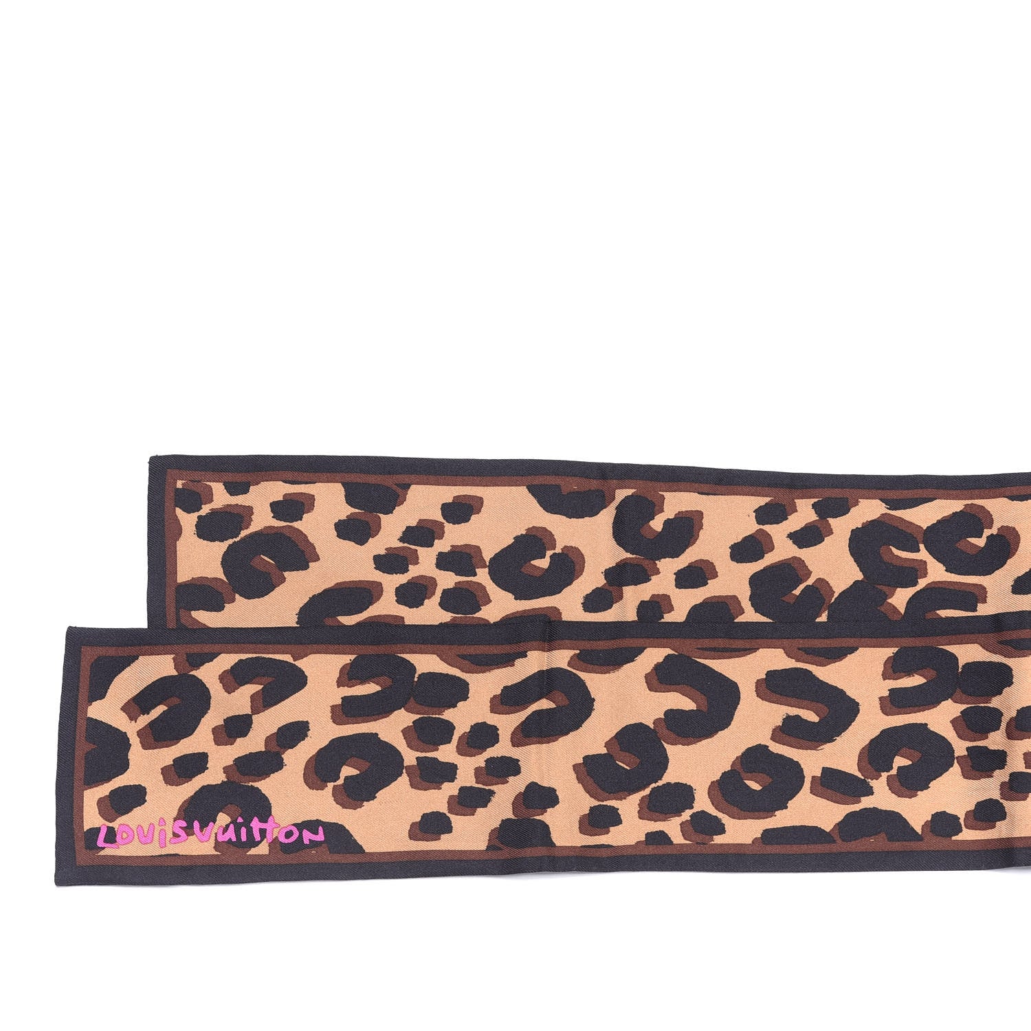 Louis Vuitton Silk Leopard Bandeau Scarf Marron 2 of 3