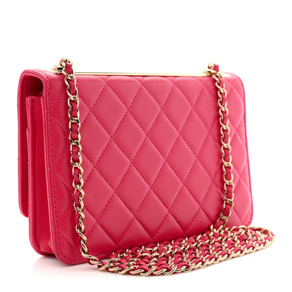 Chanel Lambskin Quilted Trendy CC Wallet On Chain WOC Dark Pink 3 of 14