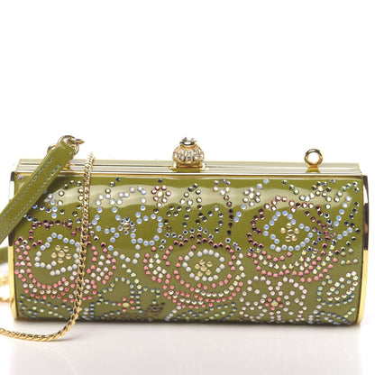 Judith Leiber Patent Crystal Clutch Green Gold 8 of 10