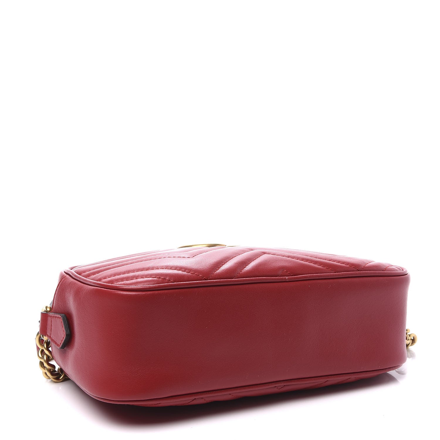 Gucci Calfskin Matelasse Small GG Marmont Chain Shoulder Bag Hibiscus Red 3 of 10