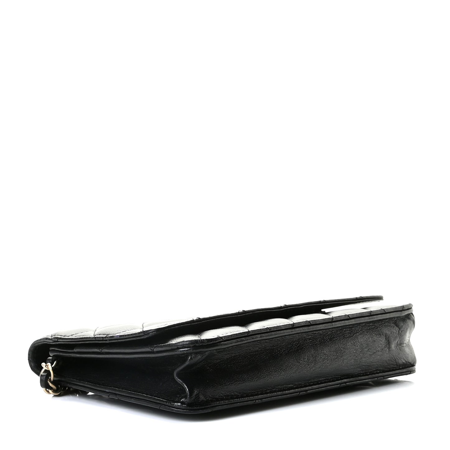 Lambskin Quilted Wallet On Chain WOC Black