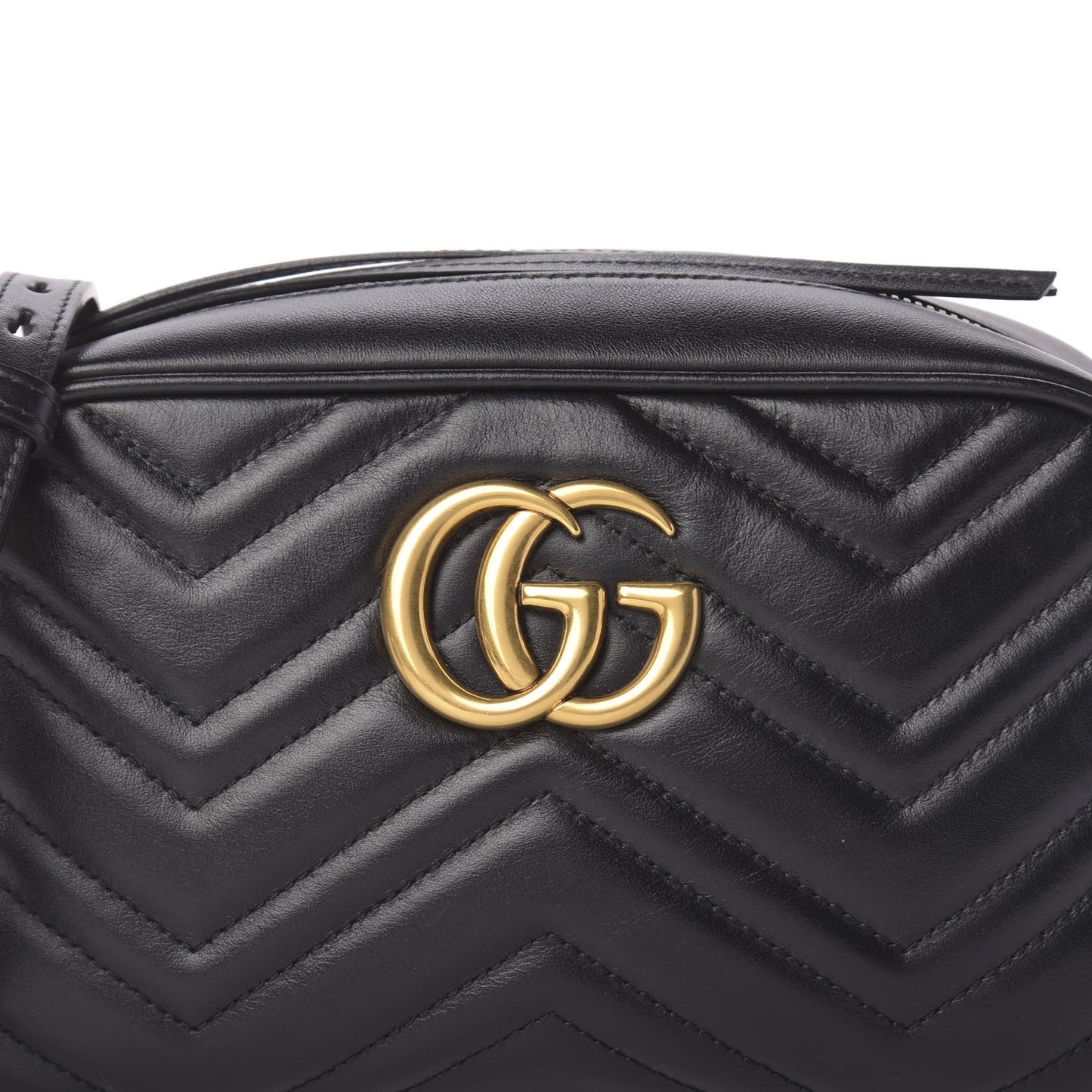 Calfskin Matelasse Small GG Marmont Chain Shoulder Bag Black