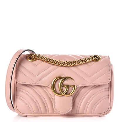 Gucci Calfskin Matelasse Mini GG Marmont Shoulder Bag Perfect Pink 1 of 8